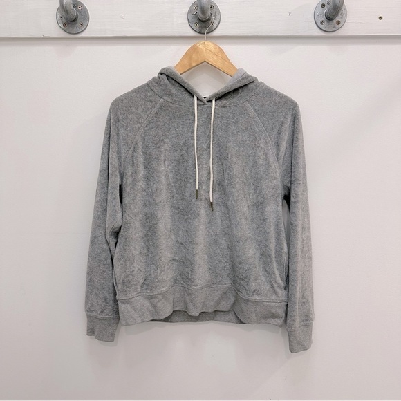 JCREW small soft gray terrycloth velvet hooded sweatshirt - Picture 1 of 8